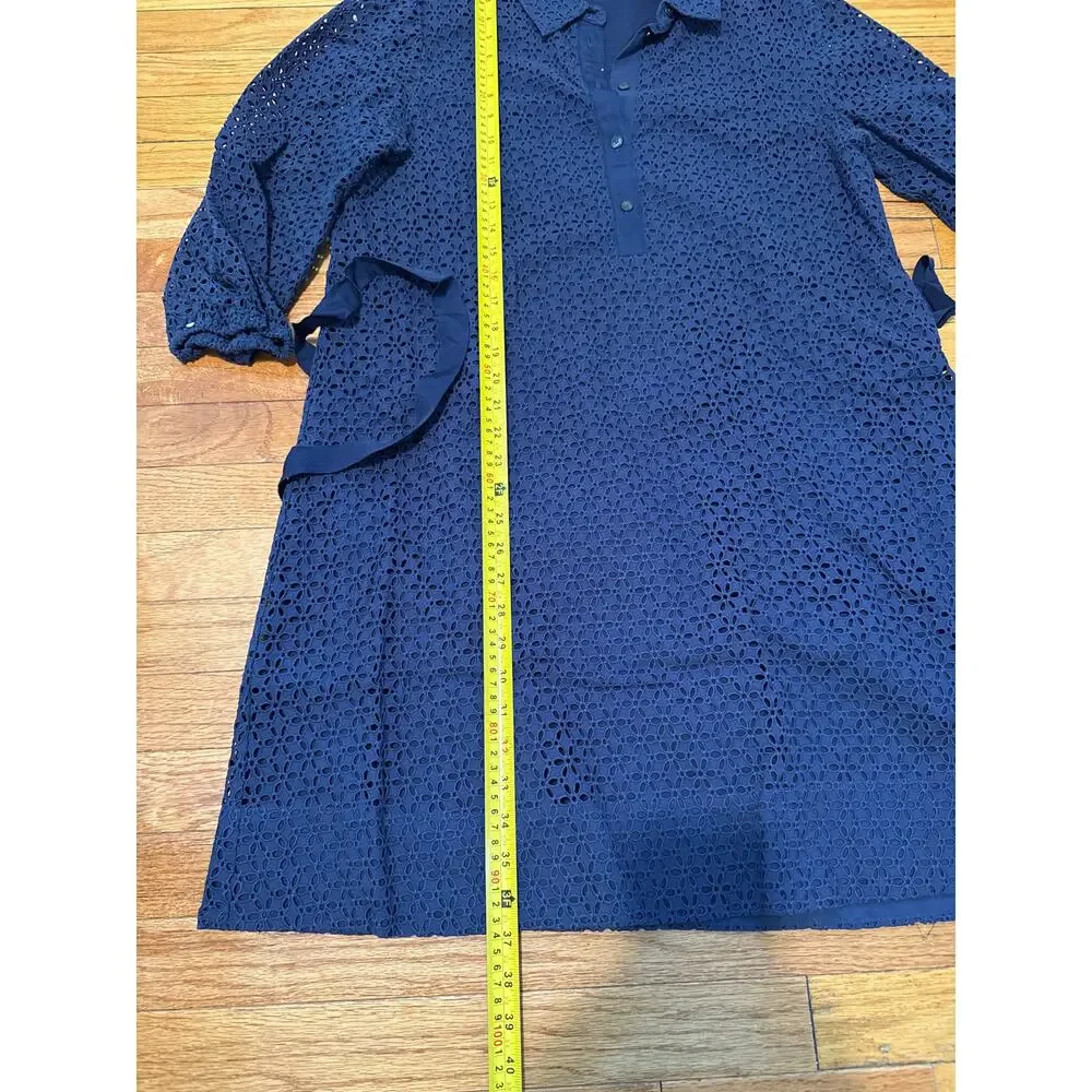 Draper James blue eyelet‎ shirt dress with belt 14